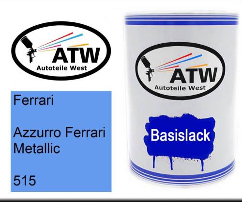 Ferrari, Azzurro Ferrari Metallic, 515: 500ml Lackdose, von ATW Autoteile West.